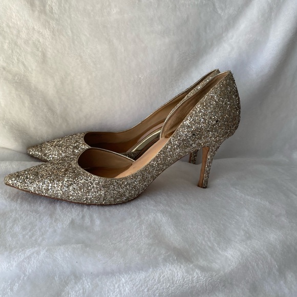 Badgley Mischka Women's Daisy Gold Glitter Heels. Size 9. - Picture 3 of 7